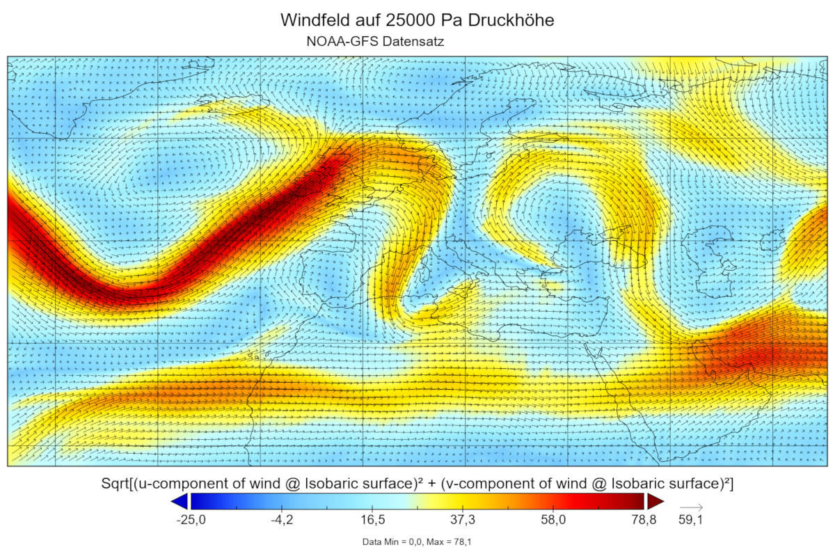 Beispielhafte Visualisierung eines Windfeldes (© GfL mbH)