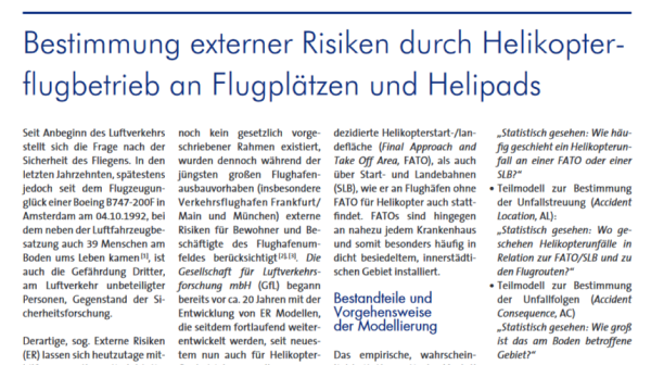 Determination of external risks through helicopter flight operations at airports and helipads