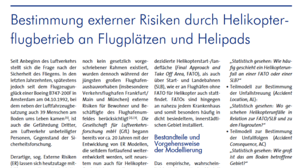 Bestimmung externer Risiken durch Helikopter­flugbetrieb an Flugplätzen und Helipads